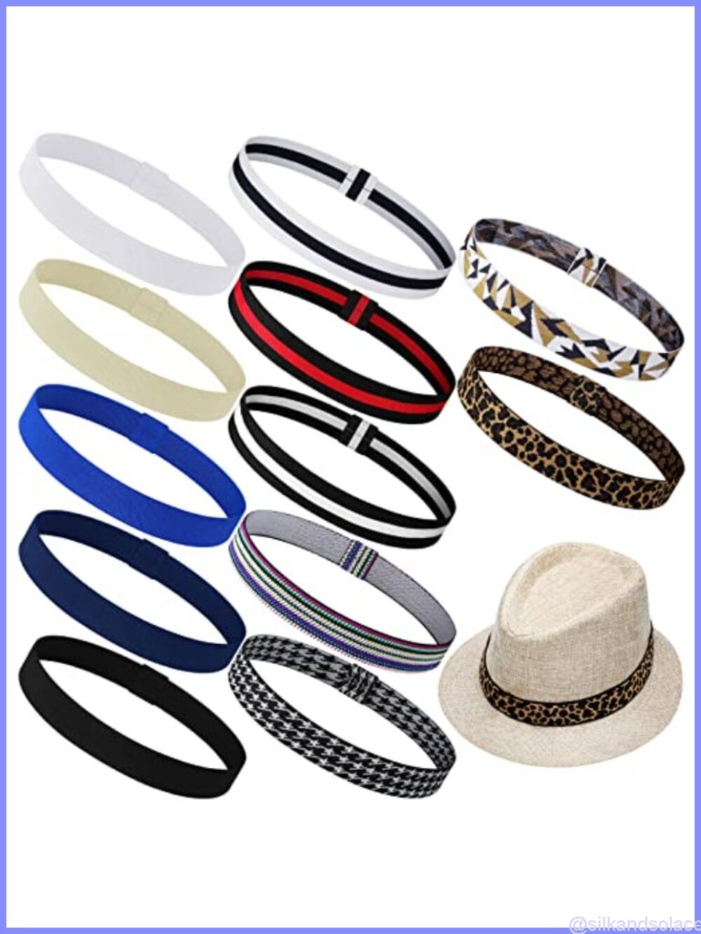 12 Pack Western Cowboy Hat Bands Elastic Polyester Straw Hat Accessories